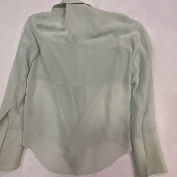 T Alexander Wang Silk Light Green Button-Down Shirt - Picture 6 of 7